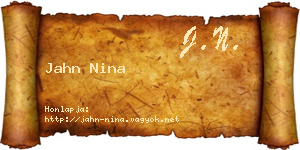 Jahn Nina névjegykártya